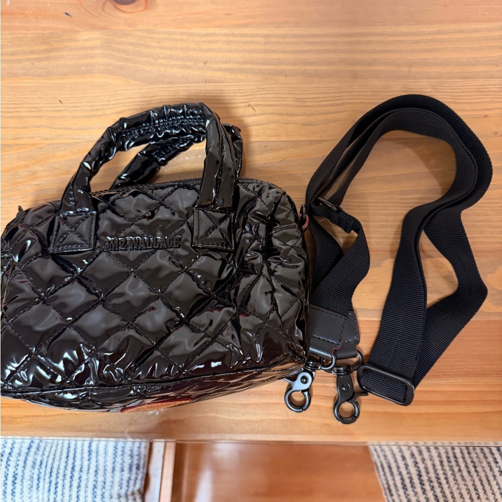 MZ Wallace Shiny Black Quilted Mini Bag